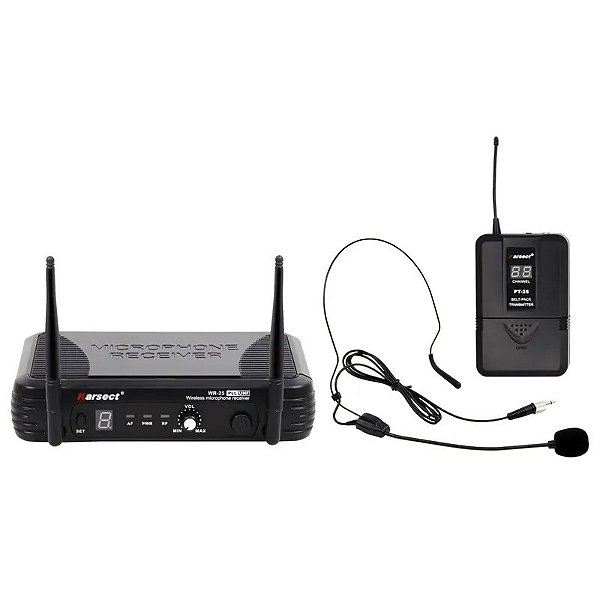 Microfone Sem Fio UHF Karsect WR-25/PT-25/HT9-A - Qualidade Profissional de Áudio