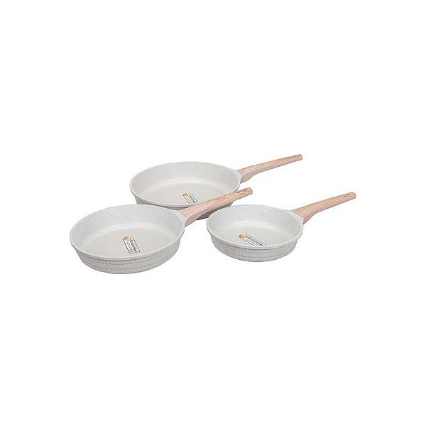 Conjunto de Frigideiras de Indução Ucc Life - 3 Peças (20/24/28CM) Bege
