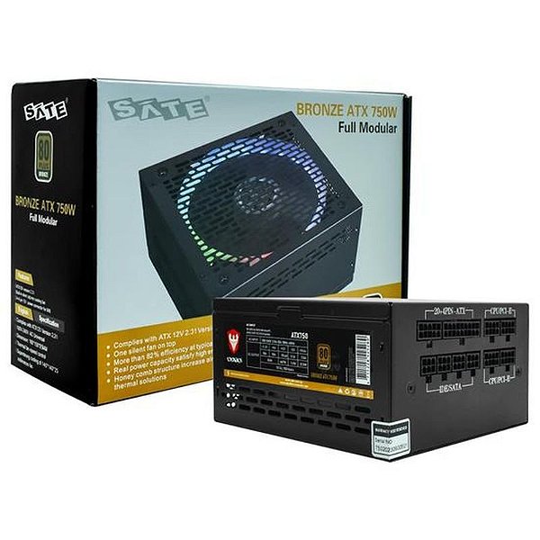 Fonte de Alimentação ATX750 Satellite 750W Modular 80 Plus Bronze com RGB