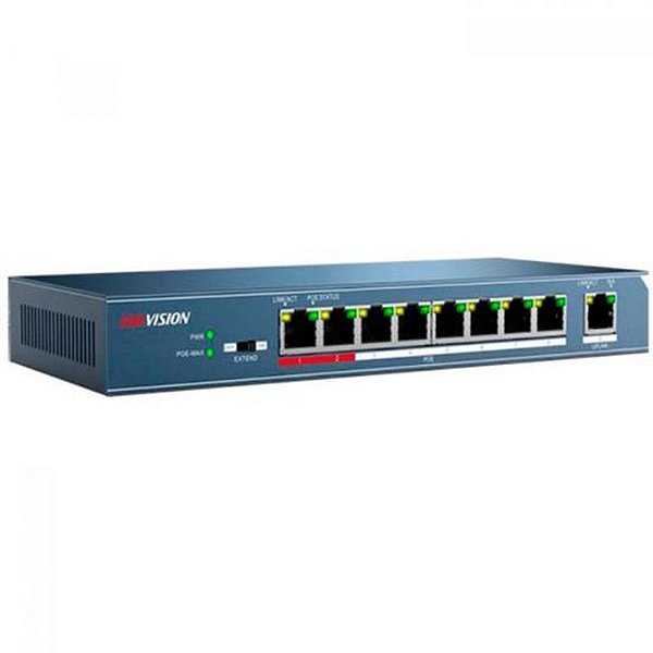 Câmera de Vigilância Hikvision com Switch PoE DS-3E0109P-E de 8 Portas 100Mb/s