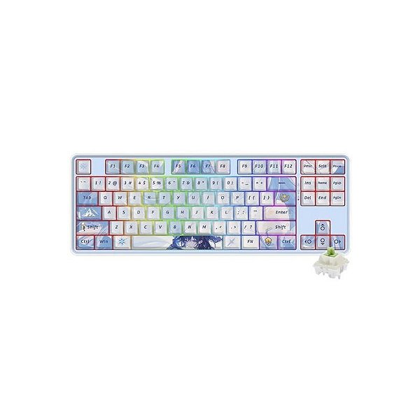 Teclado Mecânico Gamer Redragon K707AK-RGB-Pro Star Blade Pro - Sem Fio - Branco/Azul