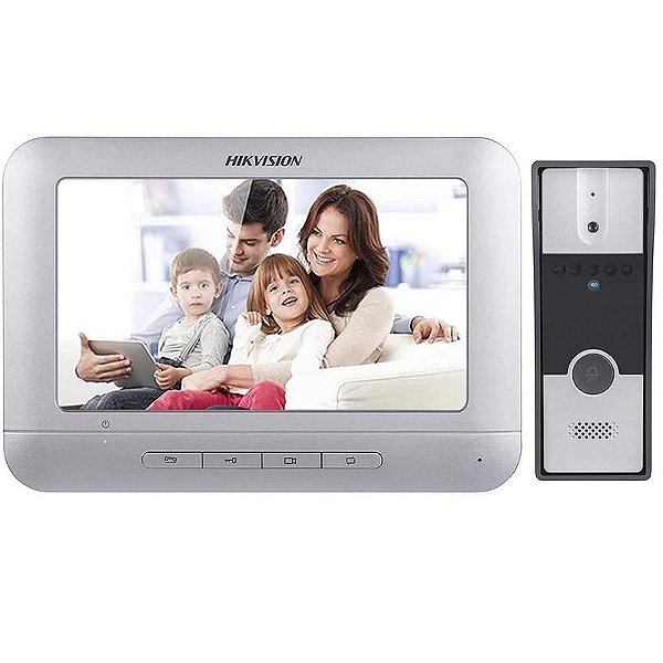 Interfone de Vídeo Hikvision Ds Kis202T Analógico - Cor Cinza/Preto