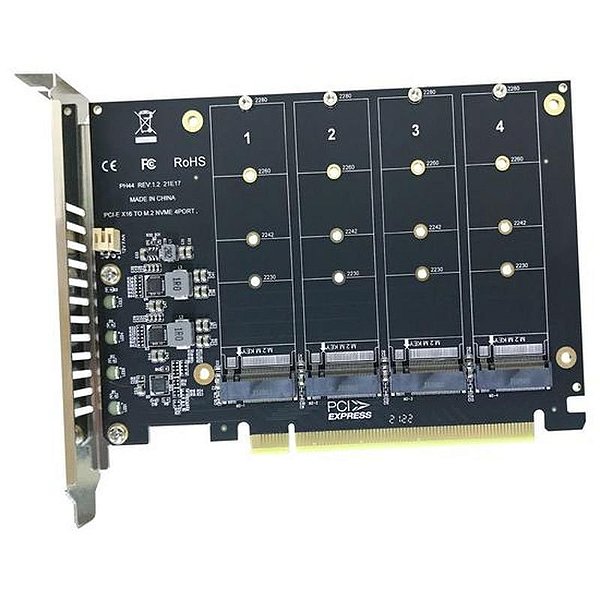 Adaptador PCI Express para M.2 com Controladora RAID Gamer UltraQuad