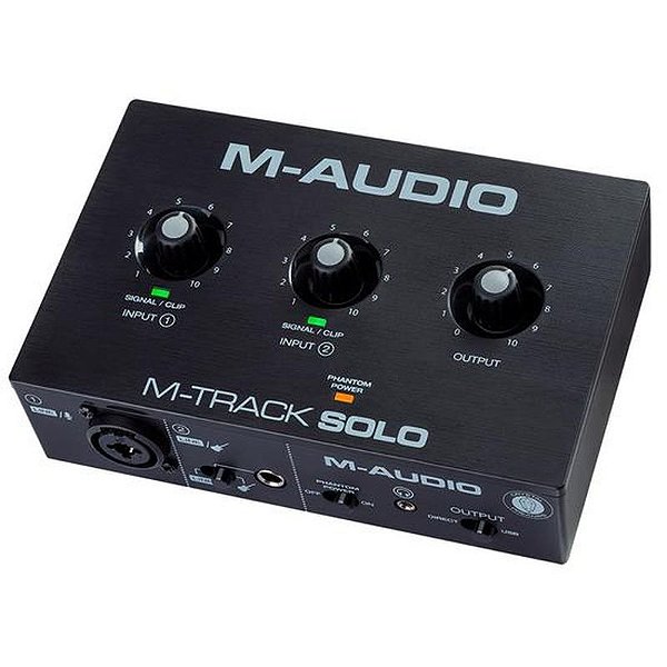 Interface de Áudio USB M-Audio M-Track Solo de 2 Canais para Gravação Profissional