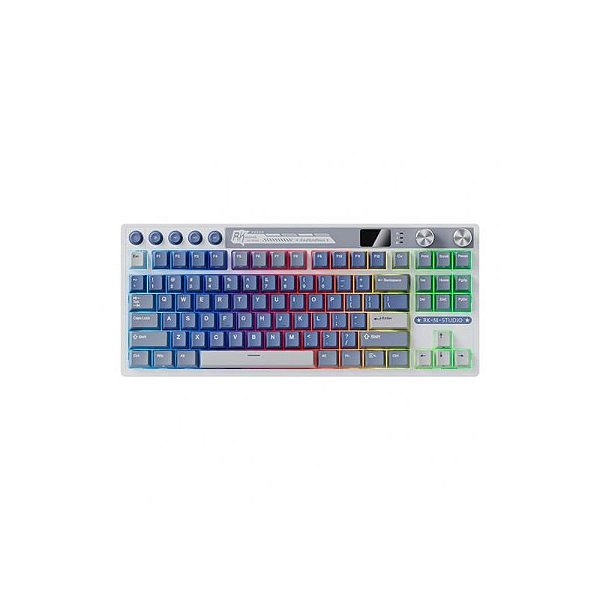 Teclado Mecânico Royal RKM87 RGB - Switch Cream, Cabo Ocean Blue
