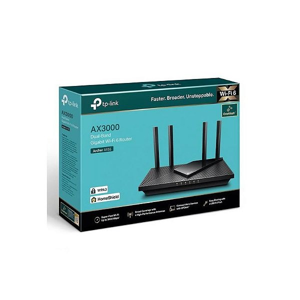 Roteador Modem TP-Link Archer AX55 AX3000 Dual Band 2976Mbps