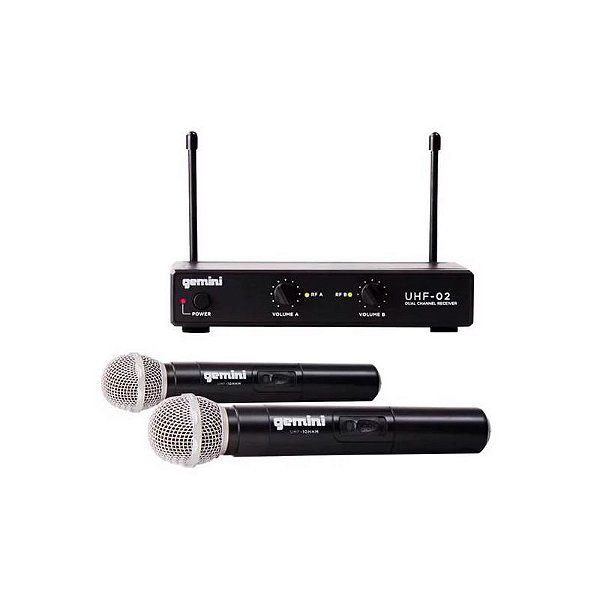 Sistema de Microfone Duplo Sem Fio Uhf 02M - Gemini Professional