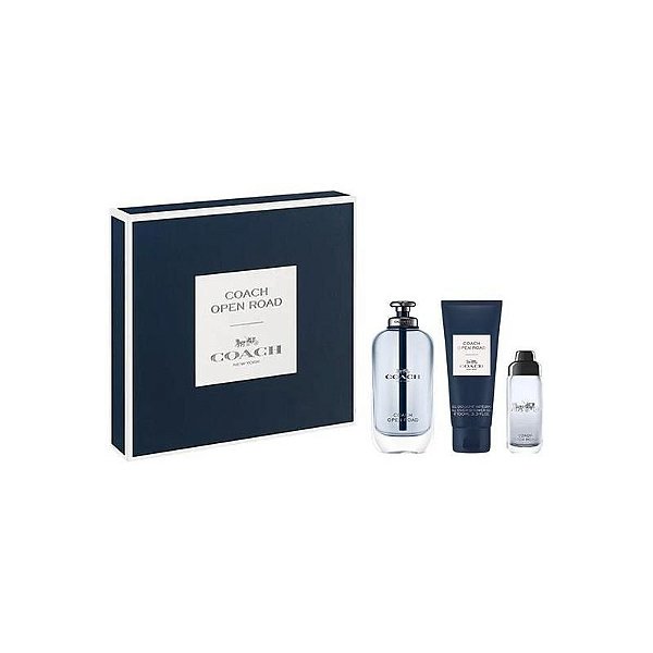 Kit Perfume Coach Open Road Edt 100Ml + 15Ml + Shower Gel 100Ml - Masculino