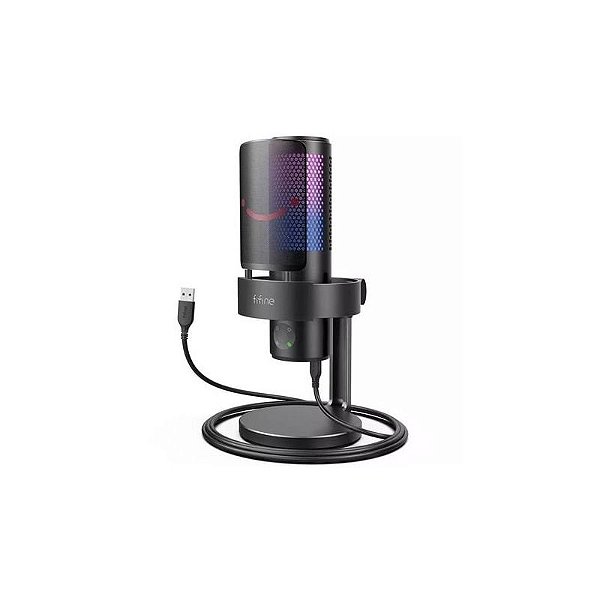 Microfone USB Profissional Fifine A9 com Iluminação RGB - Preto
