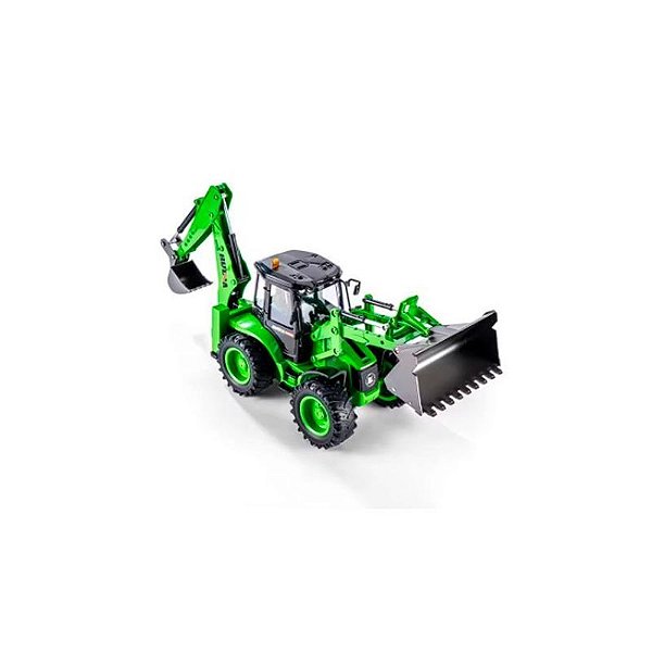 Retroescavadeira Huina 1/14 Controle Remoto 9CH na Cor Verde - Modelo 1579
