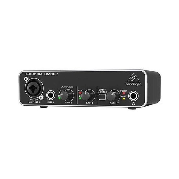 Interface de Áudio Behringer UMC-22 - Conversor USB com Pré-Amplificador e Efeitos