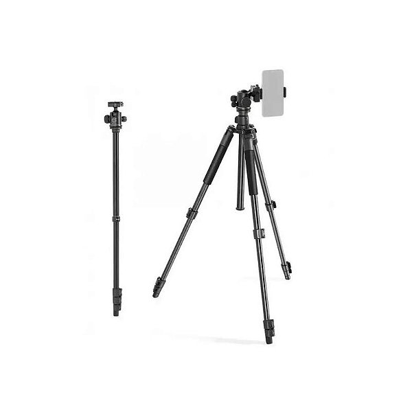 Tripé QZSD-Q518 Suporte de Câmera até 7KG, Altura Ajustável 1,60CM