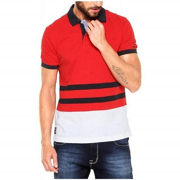 Polo M Mw0Mw02421 Preto 0 Tommy Hilfiger 902 Vermelho