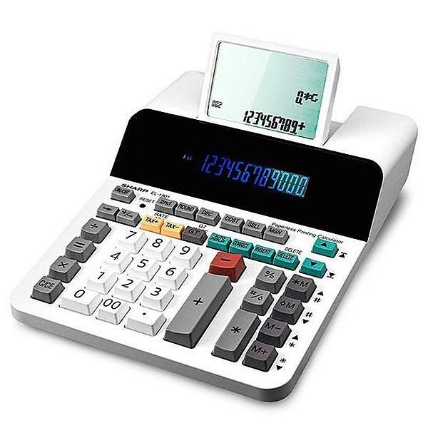 Calculadora Sharp 12 Dígitos Tela 5 Linhas El 1901 110V Branco