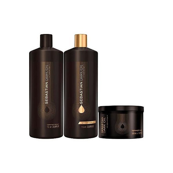 Kit Profissional Sebastian Dark Oil - Shampoo, Condicionador e Máscara Hidratante 1L/1L/500ML