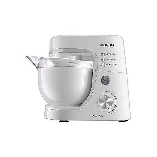 Batedeira Planetária Mondial BP-03-W 700W 4,5L 220V Branca com Design Moderno