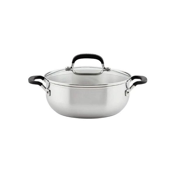 Panela de Indução Kitchenaid 71021 com Tampa em Aço Inoxidável - 4L - Prata escovado