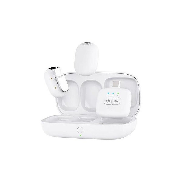 Microfone Ulanzi Tinymic A30 - Branco Compacto e Leve para Gravação Profissional