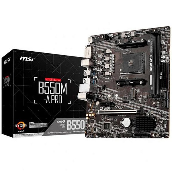 Placa Mãe MSI B550M-A Pro AM4 com M.2, HDMI e DVI - Ideal para Builds Modernas