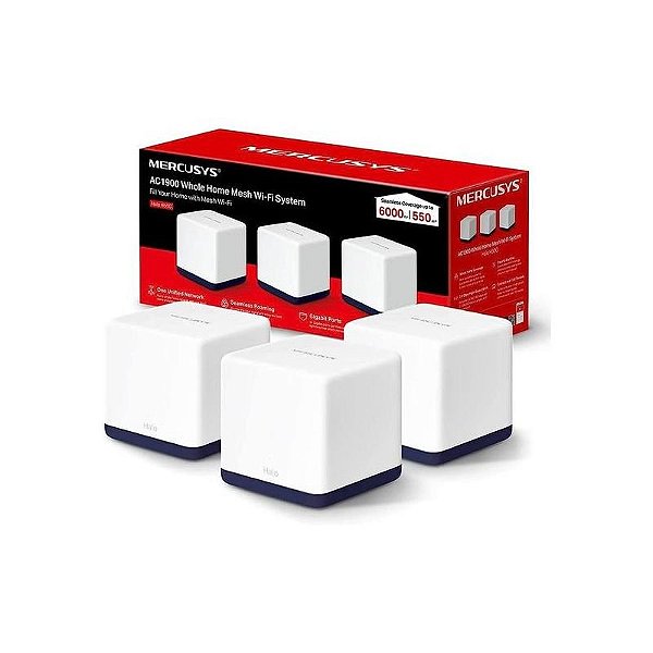 Kit Roteador Mercusys Halo H50G Home Mesh AC1900 - 3 Peças