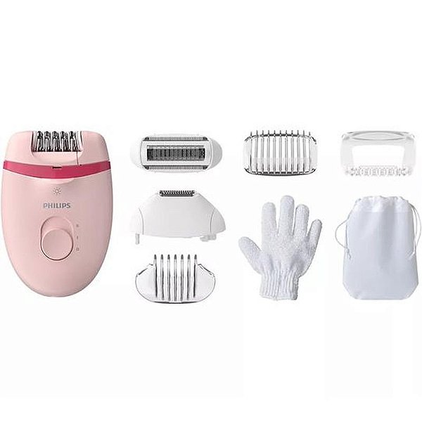 Depilador Elétrico Philips Satinelle Essential Bre285 - Kit 7 Acessórios Rosa