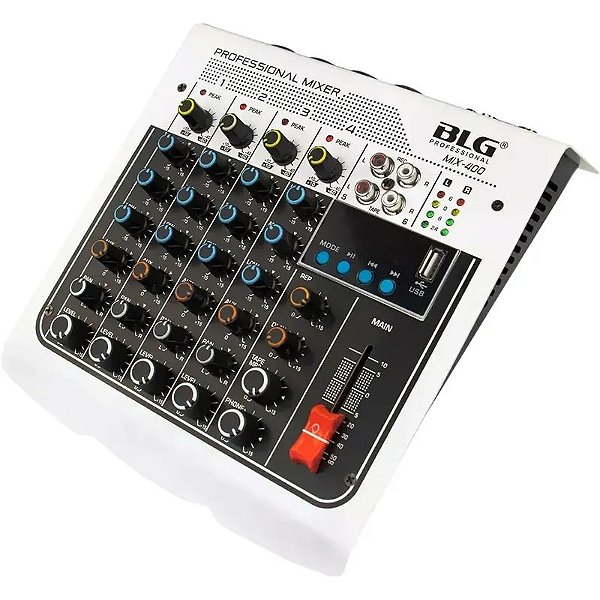 Mesa de Som Profissional BLG Mini Mixer 4 Canais - Modelo MIX-400
