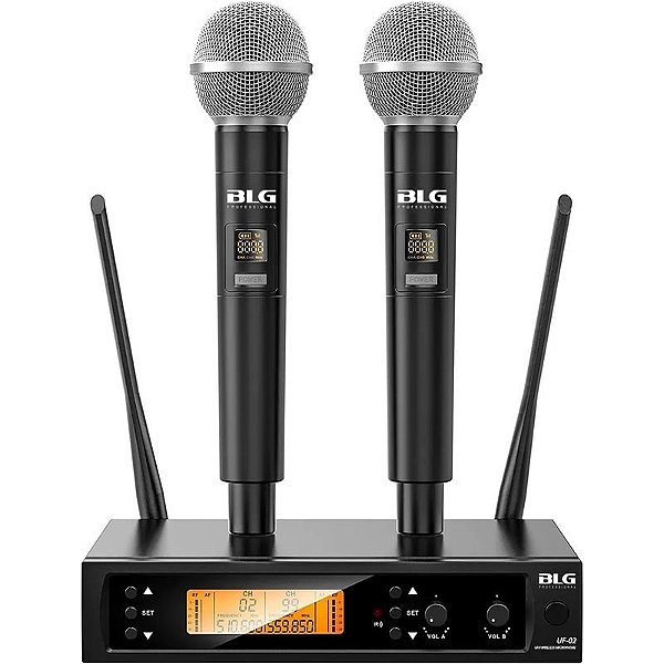 Microfone Duplo Sem Fio UHF BLG UF-02
