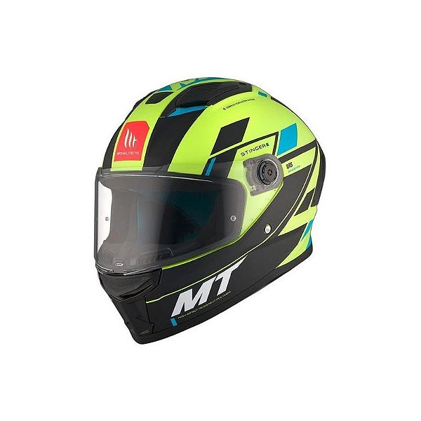 Capacete Fechado MT Helmets Stinger 2 Zivze C3 Tamanho L - Matt Fluor