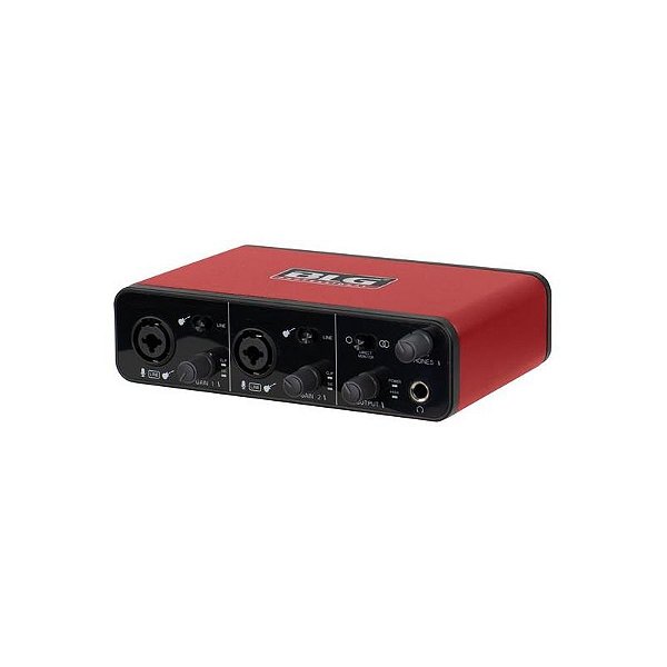 Interface de Áudio Profissional BLG B-2I2 - USB Tipo-C - 2 Microfones - Vermelho e Preto