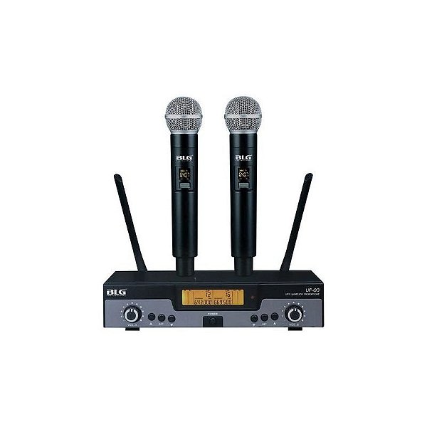Microfone Sem Fio BLG Dual UF-03 UHF para Áudio Profissional