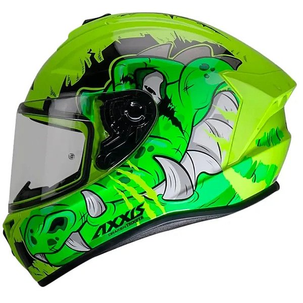 Capacete De Motocicleta Axxis Draken Trooper E3 - Tamanho M (57-58) - Cor Verde