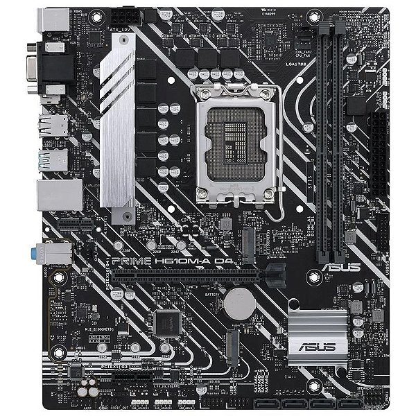 Placa Mãe Asus Prime H610M-A D4 LGA1700 com Suporte a DDR4 e M.2 - Ideal para Montagens Gaming