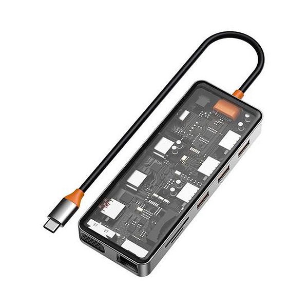 Hub Wiwu CB012 12 em 1 USB-C - Conexões Superiores em Cinza Espacial