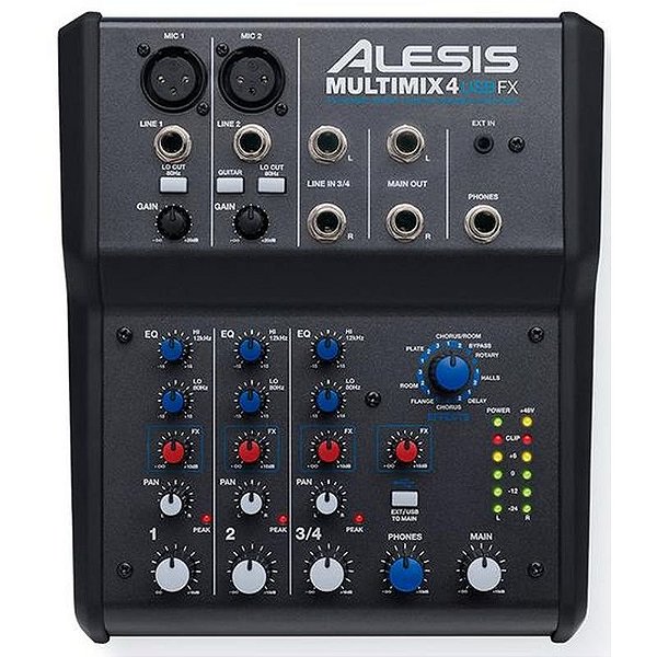 Mesa de Mixagem Alesis Multimix 4 USB FX com 4 Canais e Efeitos Integrados