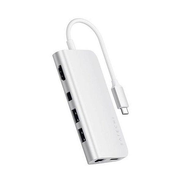 Hub USB-C Satechi ST-TCMM8PAS 9 em 1 - Conexão Prática em Prata