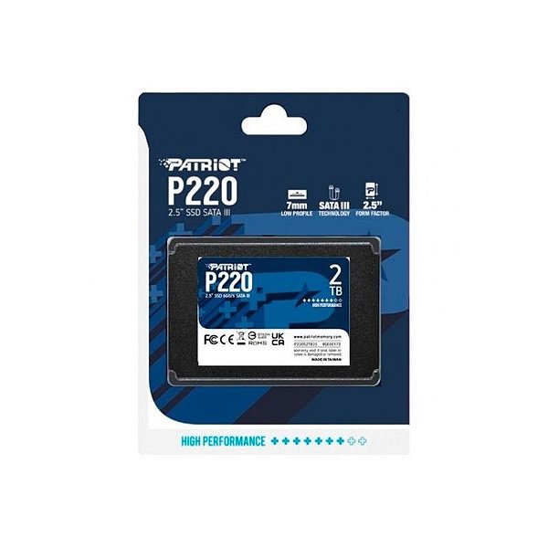 SSD Patriot P220 2TB 2.5 SATA 3 - Leitura 550MB/s, Gravacao 490MB/s, Desempenho Superior