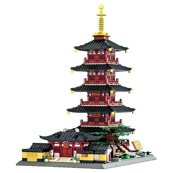 Blocos de Montagem Arquitetura Templo Hanshan Wange - 6235 (1393 Peças)