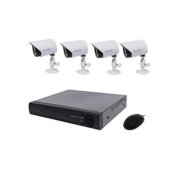 Kit de Câmeras de Segurança Tucano K04 1200TVL com 4 Câmeras FHD e DVR