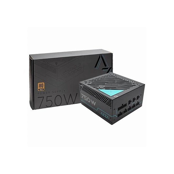 Fonte de Alimentação Azza PSaz 750G 750W. Modular. Eficiência Ouro 80 Plus