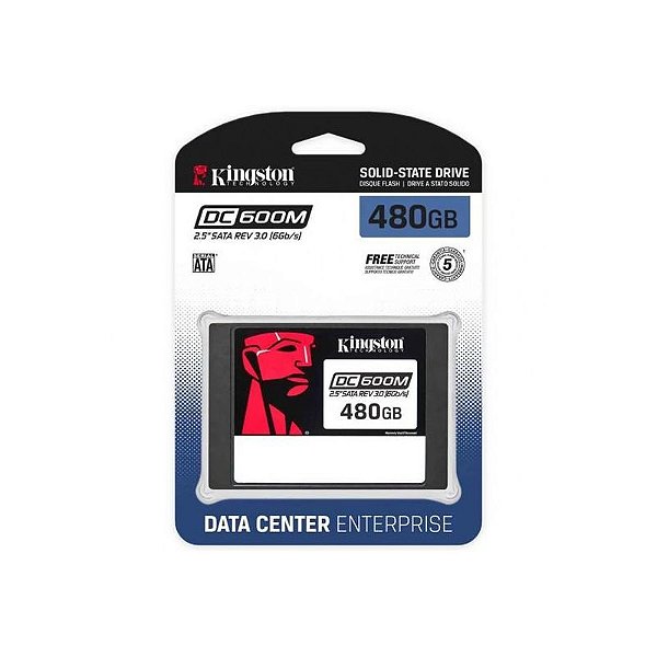 SSD Kingston DC600M 480GB 2.5 SATA III para Servidor - Leitura 560MB/s e Gravação 470MB/s