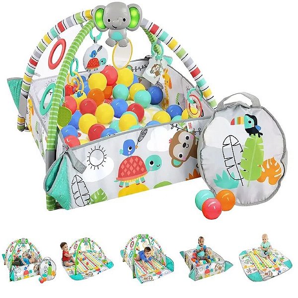 Centro de Atividades e Piscina de Bolinhas Bright Starts 5 em 1 - Verde