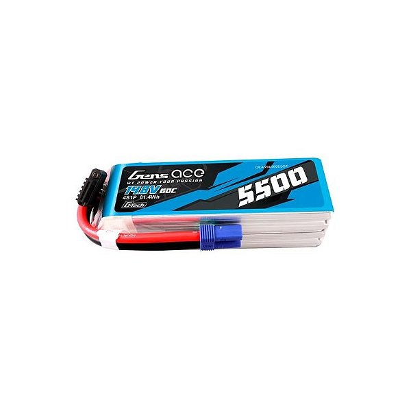 Bateria Gens Ace 14.8V 5500mAh 60C 4S Lipo com Plug EC5