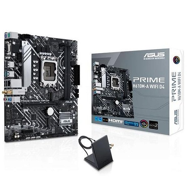 Placa Mãe Asus H610M-A D4 Prime, Socket 1700, Wi-Fi, DP/HDMI/VGA
