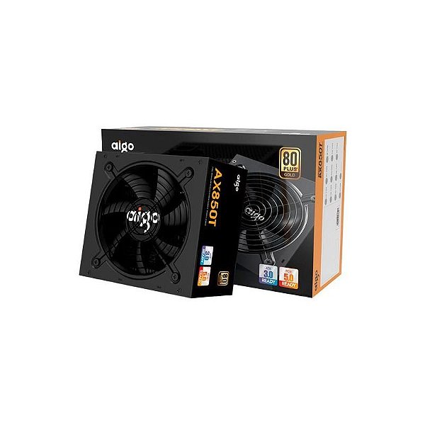 Fonte Aigo AX850T 850W ATX 80 Plus Gold Modular Bivolt - Preto