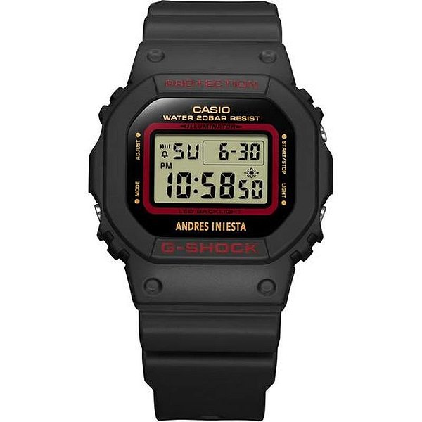 Relógio Digital Casio G-Shock Andrés Iniesta Dw-5600Ai-1Dr Masculino - Preto E Vermelho