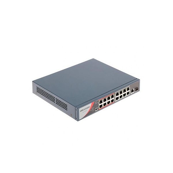 Hub PoE Hikvision 16 Portas DS-3E0318P-E/M(B) 10/100Mbps - Ideal para Redes Seguras
