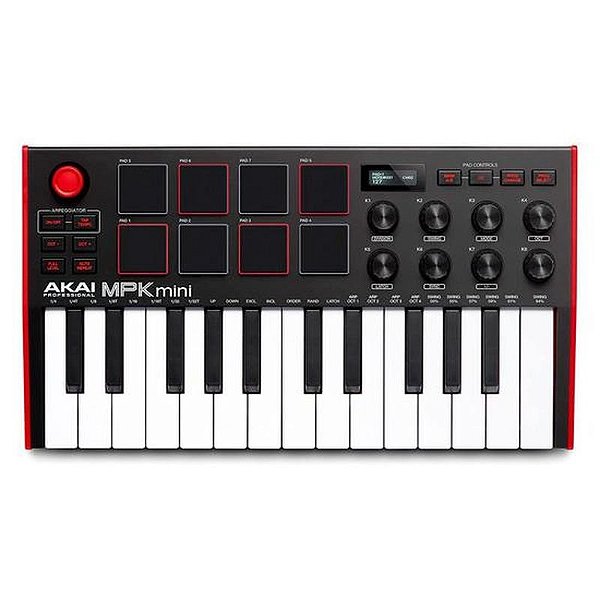 Controlador MIDI Akai MPK Mini MK3 com 25 Teclas Compacto e Portátil