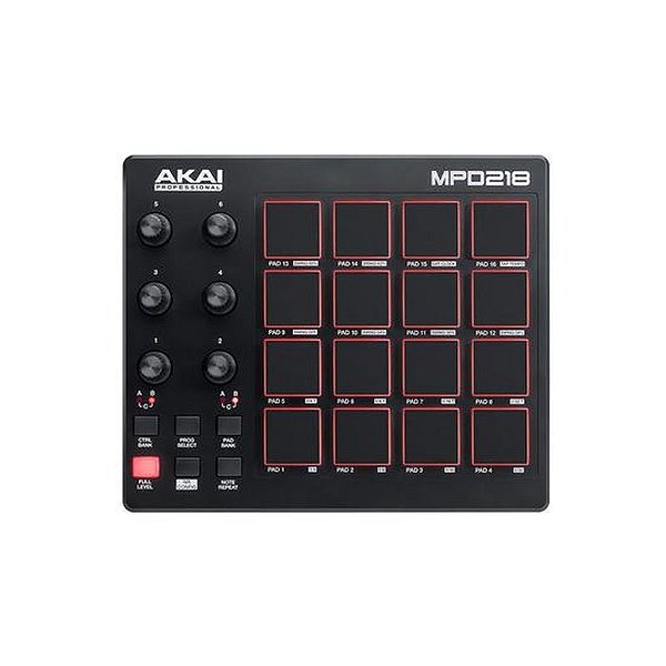 Controlador MIDI Akai MPD218 para Produção Musical e Performance Ao Vivo