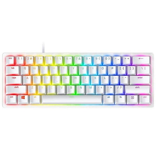 Teclado Gamer Razer Huntsman Mini RZ03 Branco - Switch RGB Roxo Mecânico