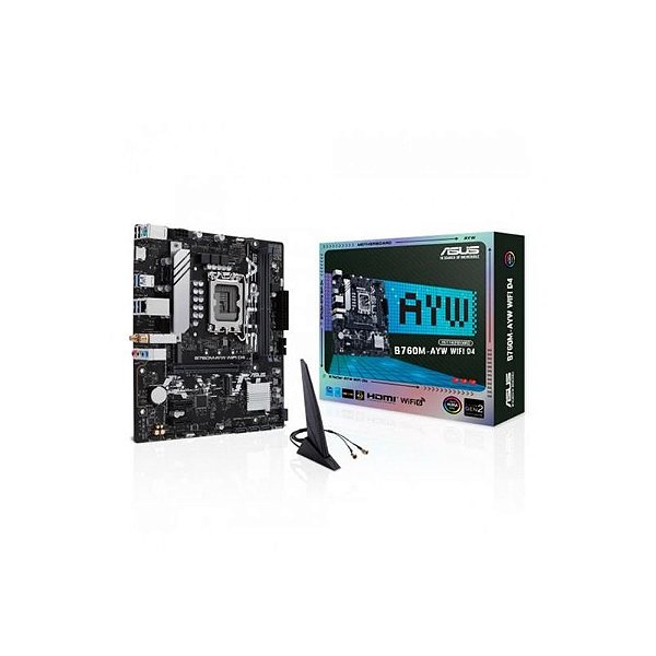 Placa Mãe Asus B760M-Ayw Wi-Fi D4 com HDMI, Bluetooth e USB 3.2 - LGA 1700